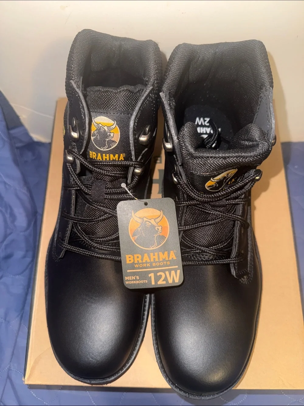 Brahma Black Men's Steel Toe Work Boots - Gus 2.0 Style-12Wide